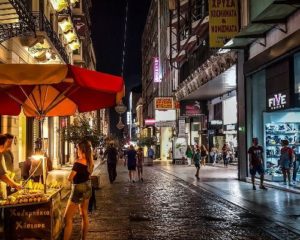 Athens street by night
